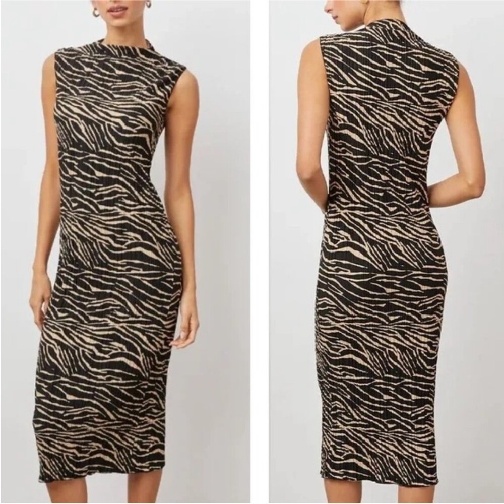 Rails wakely cairo plisse pleated zebra tiger print midi dress